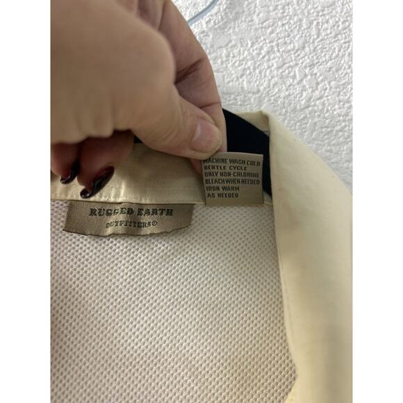 Rugged Earth Men Sz L Yellow Button Down Vented Fishing Shirt Caped Lightweight - Picture 10 of 13